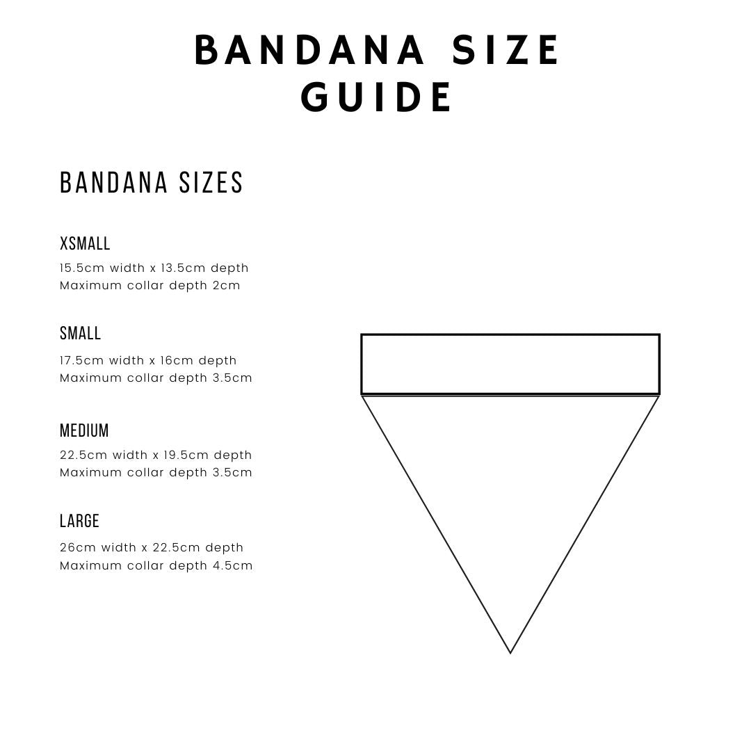 HETTY AND HUXLEY BANDANA SIZE GUIDE