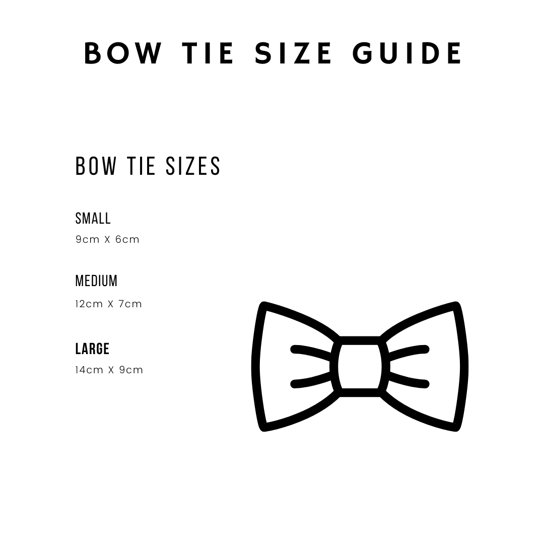 HETTY AND HUXLEY PET BOW TIE SIZE GUIDE