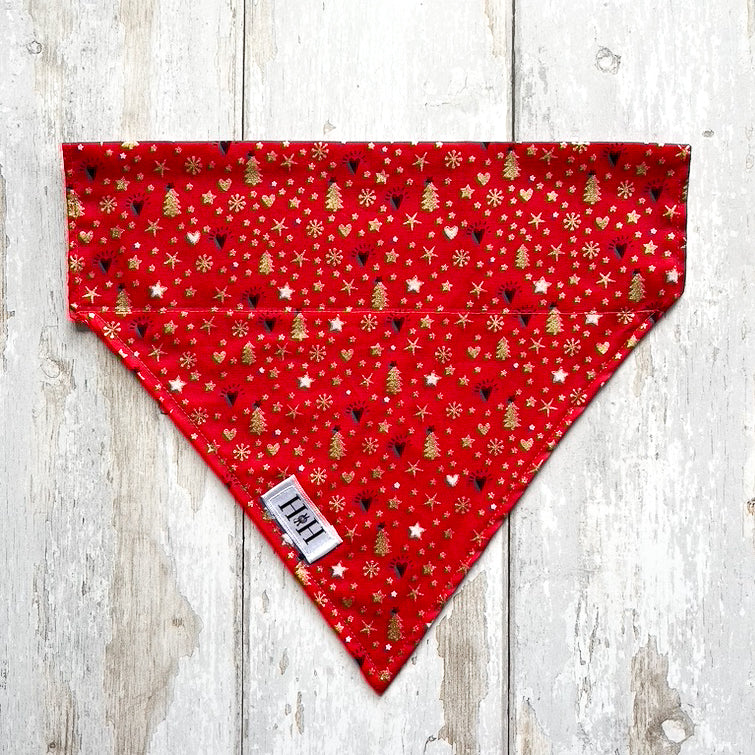 Christmas Red and Gold Pet Bandana