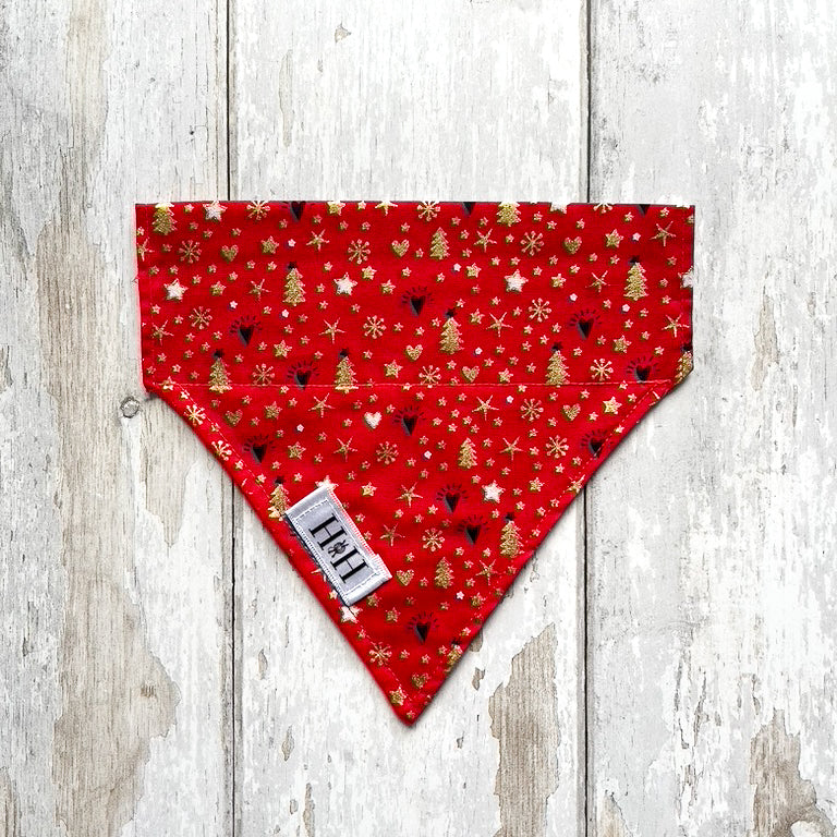 Christmas Red and Gold Pet Bandana