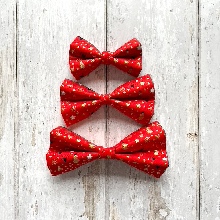 Christmas Red and Gold Pet Bow / Bow Tie