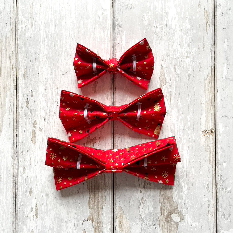 Christmas Red and Gold Pet Bow / Bow Tie