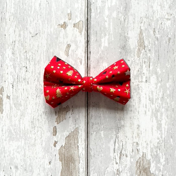 Christmas Red and Gold Pet Bow / Bow Tie