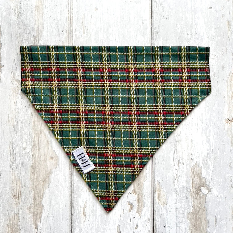 Christmas Green Tartan Pet Bandana