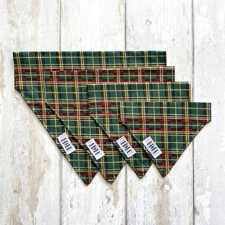 Christmas Green Tartan Pet Bandana