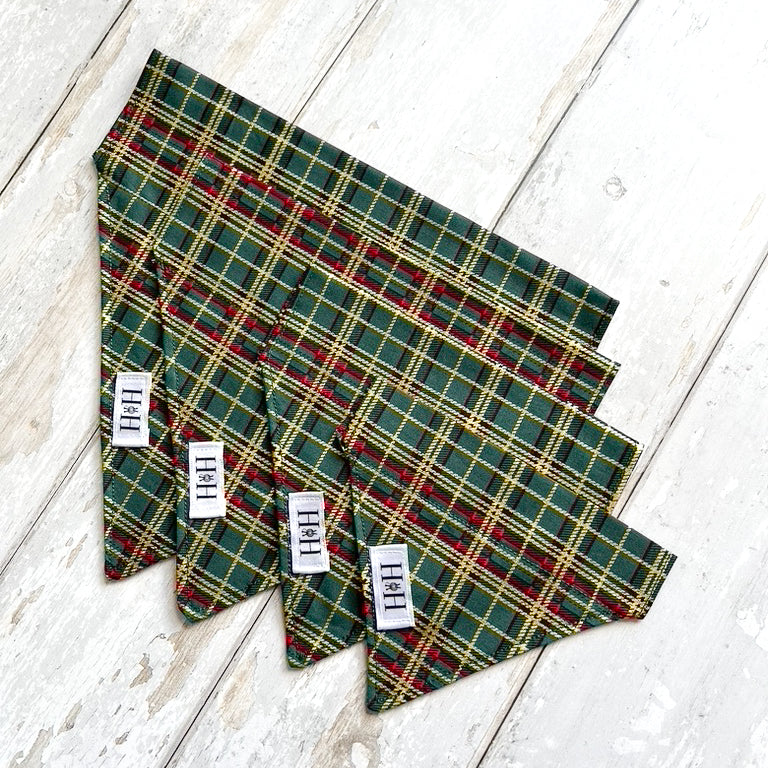 Christmas Green Tartan Pet Bandana