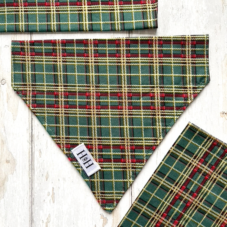 Christmas Green Tartan Pet Bandana