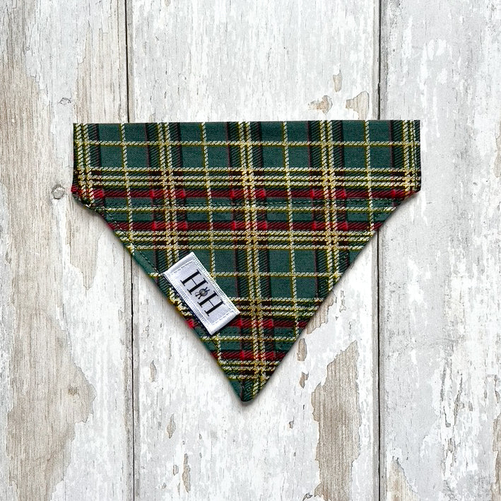 Christmas Green Tartan Pet Bandana