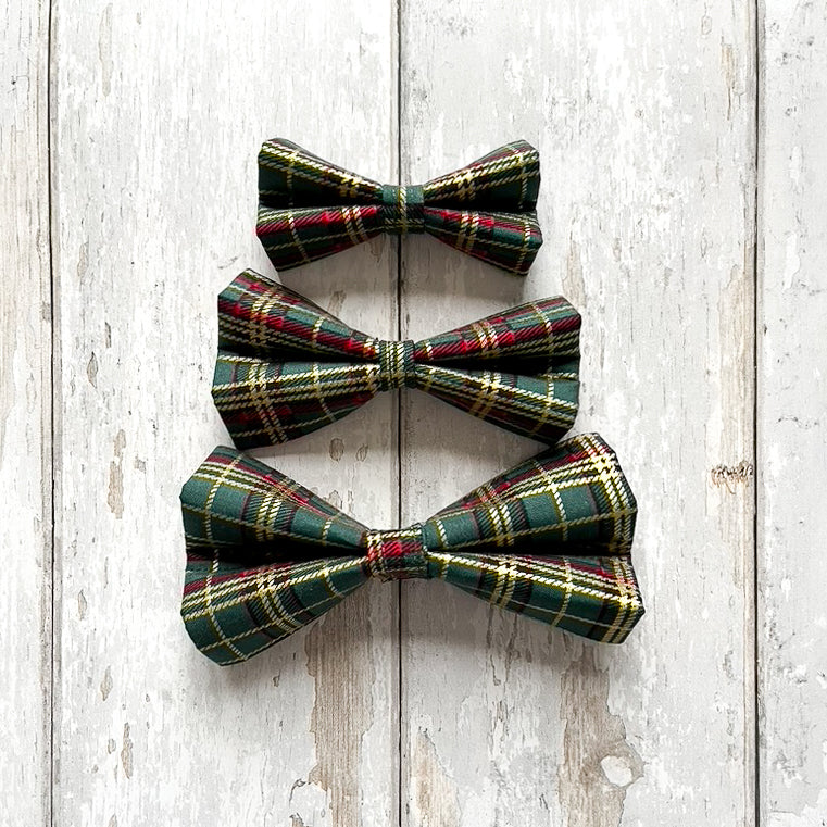 Christmas Green Tartan Pet Bow / Bow Tie