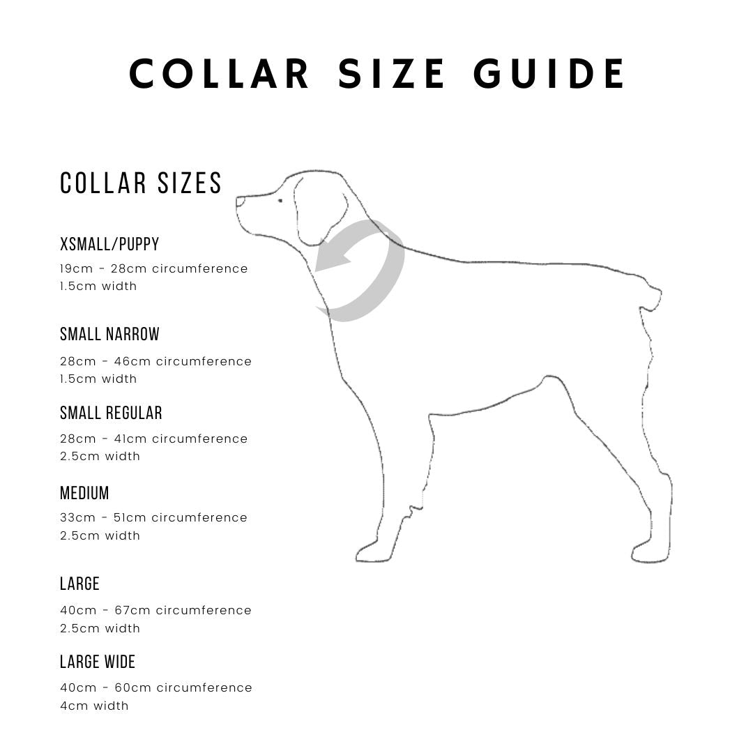 HETTY AND HUXLEY COLLAR SIZE GUIDE