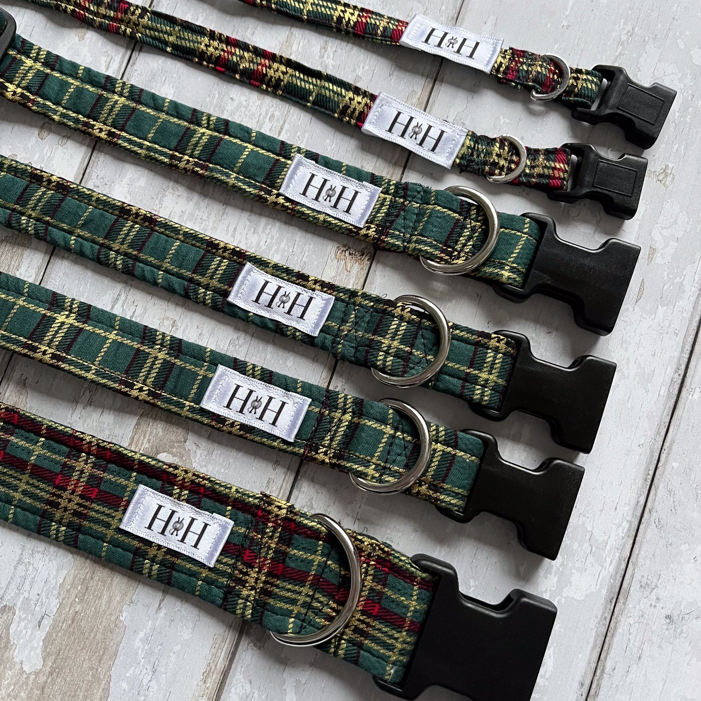 Christmas Green Tartan Dog Collar