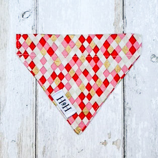 HETTY AND HUXLEY HARLEQUIN DIAMONDS PET BANDANA XSMALL