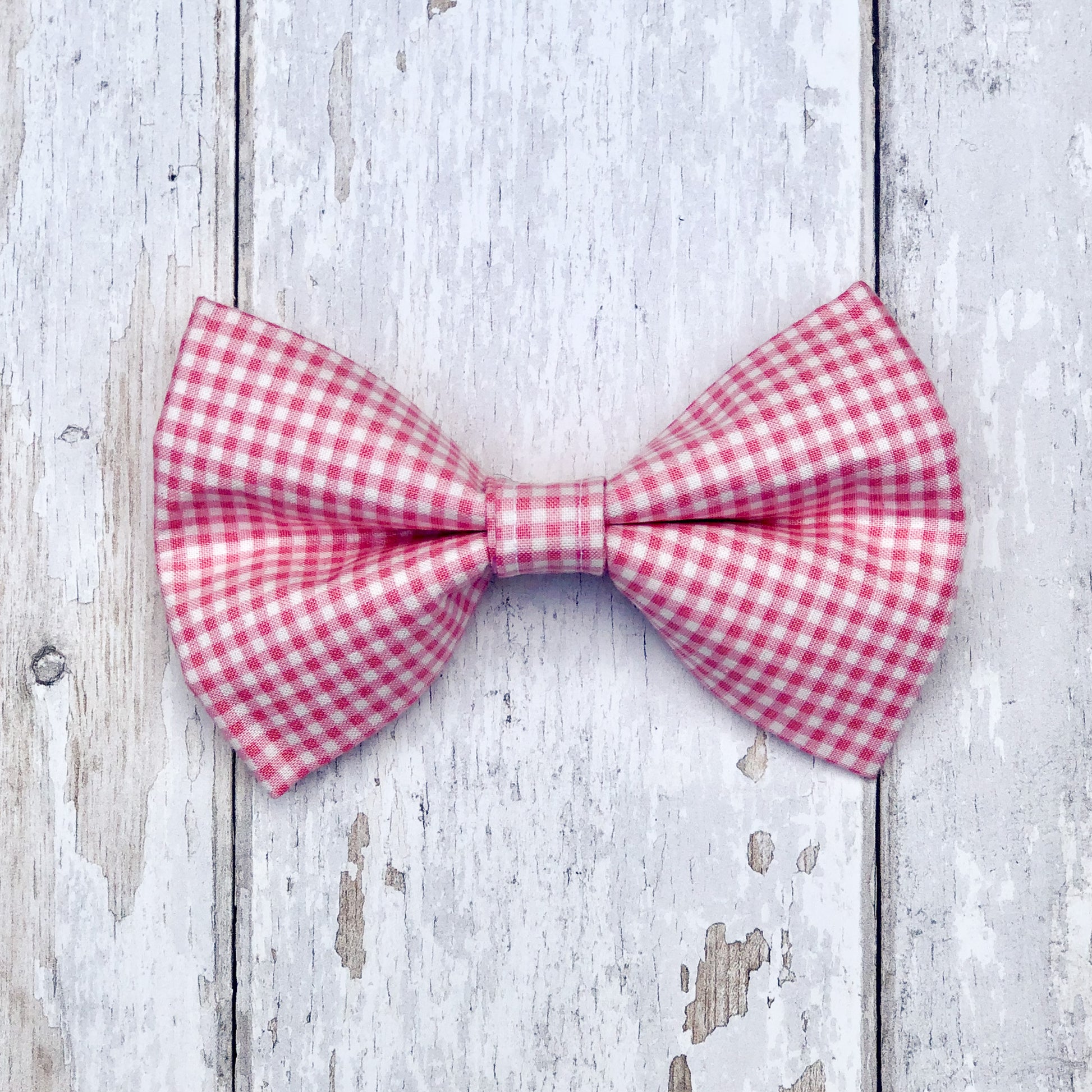 HETTY AND HUXLEY PINK GINGHAM LARGE BOW TIE