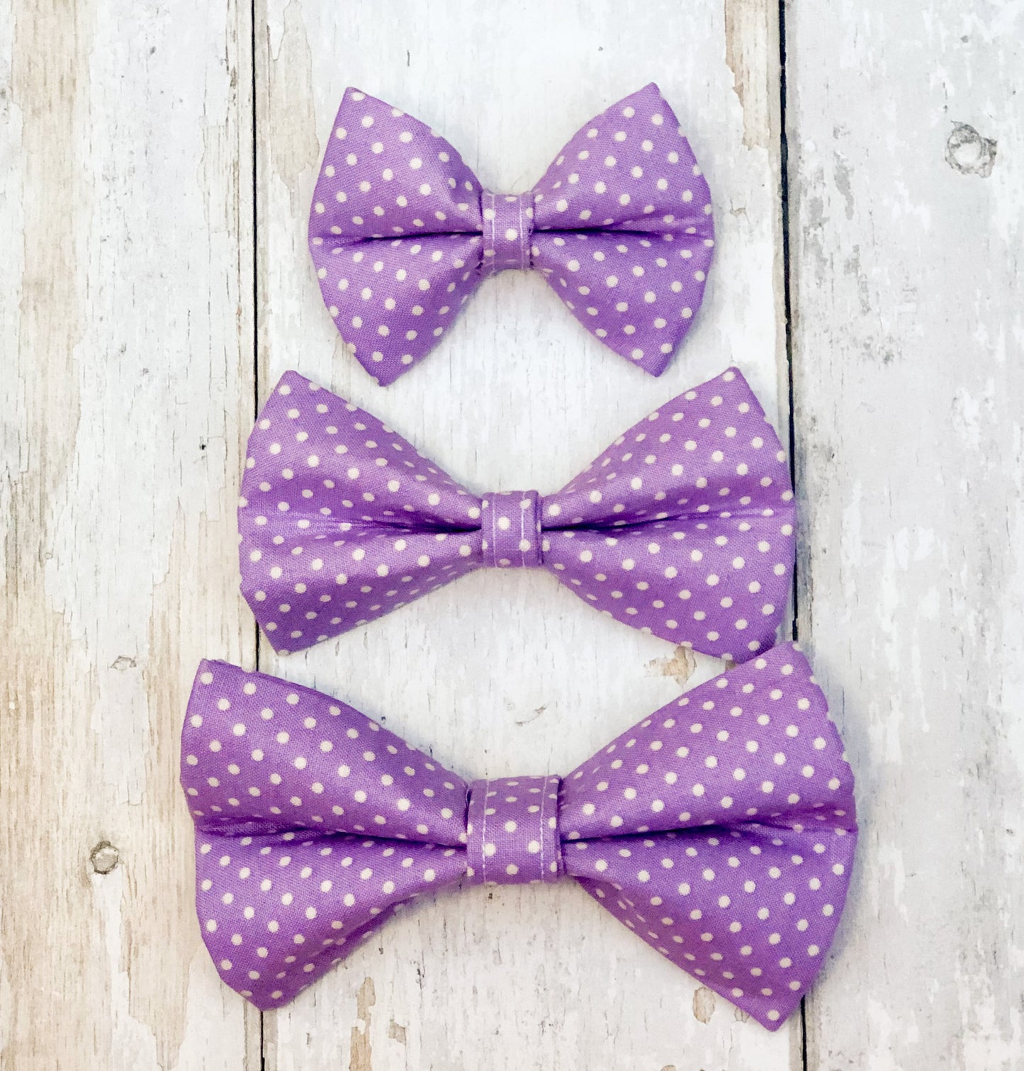 HETTY AND HUXLEY LILAC POLKA DOT BOW TIES