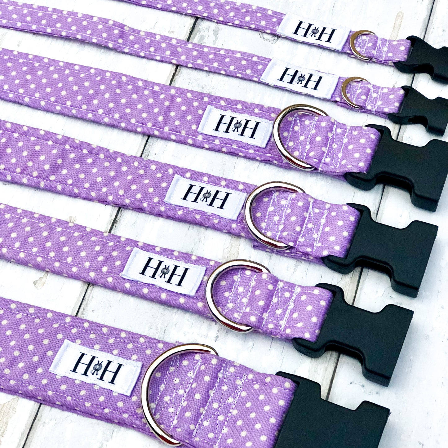 HETTY AND HUXLEY LILAC POLKA DOT COLLARS