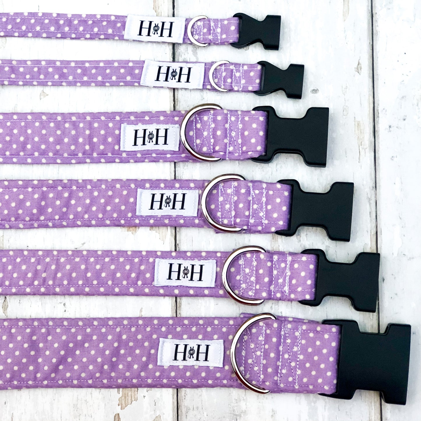 HETTY AND HUXLEY LILAC POLKA DOT COLLARS