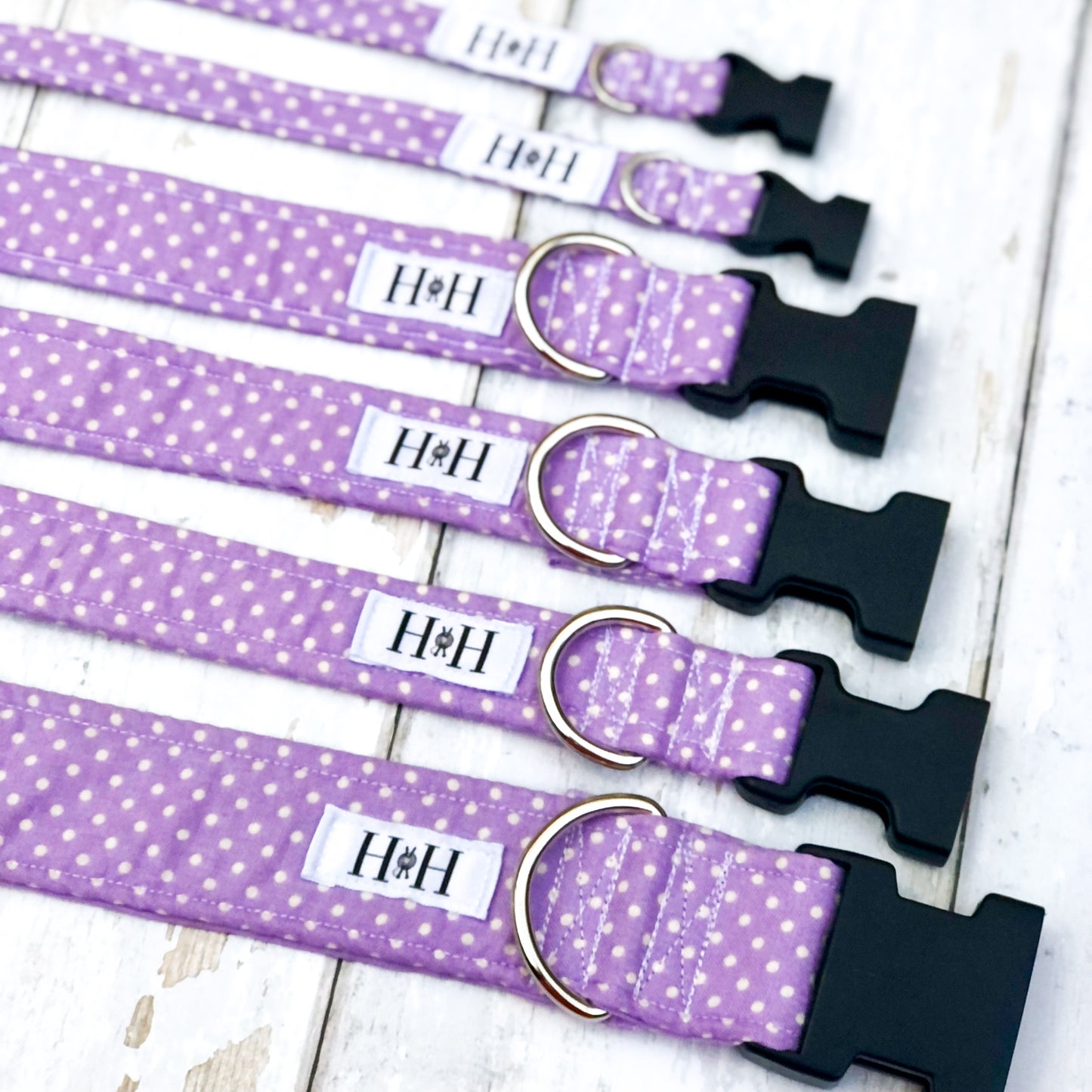 HETTY AND HUXLEY LILAC POLKA DOT COLLARS