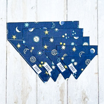 HETTY AND HUXLEY MOONS AND STARS GLOW IN THE DARK BANDANAS