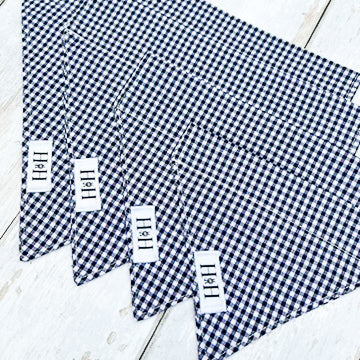 HETTY AND HUXLEY NAVY GINGHAM BANDANAS