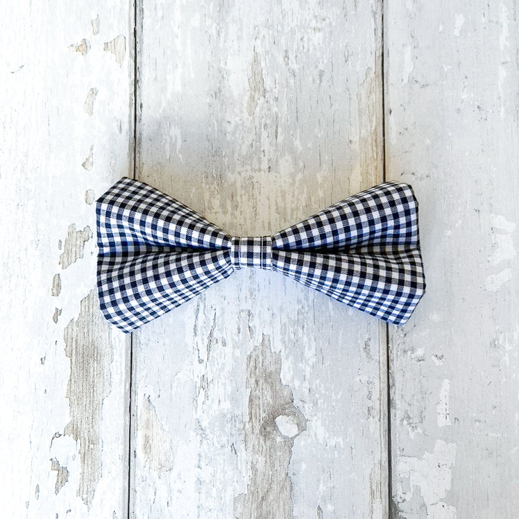 Navy Gingham Pet Bow / Bow Tie