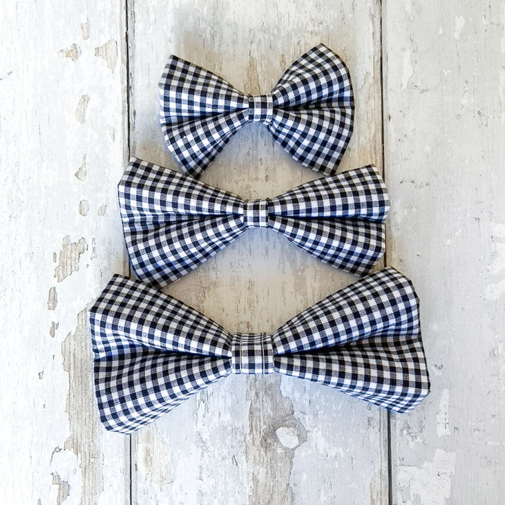 Navy Gingham Pet Bow / Bow Tie