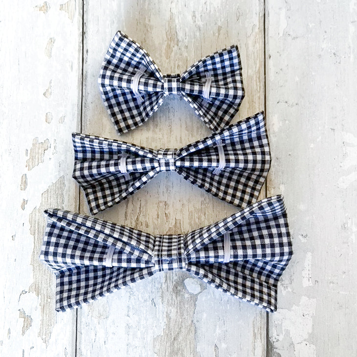 Navy Gingham Pet Bow / Bow Tie