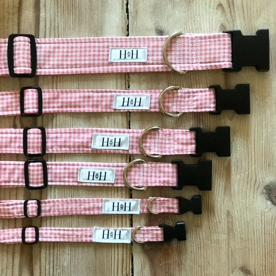 HETTY AND HUXLEY PINK GINGHAM COLLARS