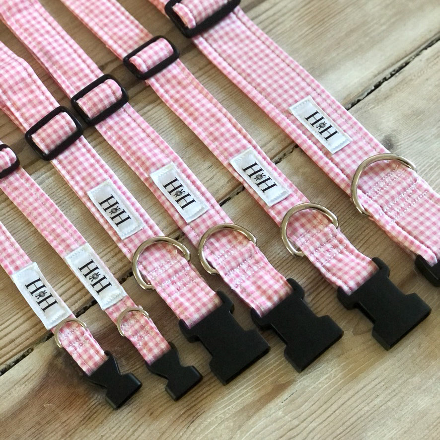 HETTY AND HUXLEY PINK GINGHAM COLLARS