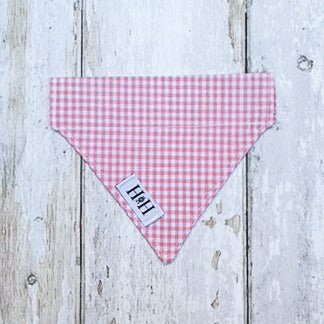 HETTY AND HUXLEY PINK GINGHAM BANDANA XSMALL