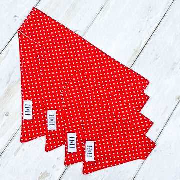 HETTY AND HUXLEY RED POLKA DOTS BANDANAS