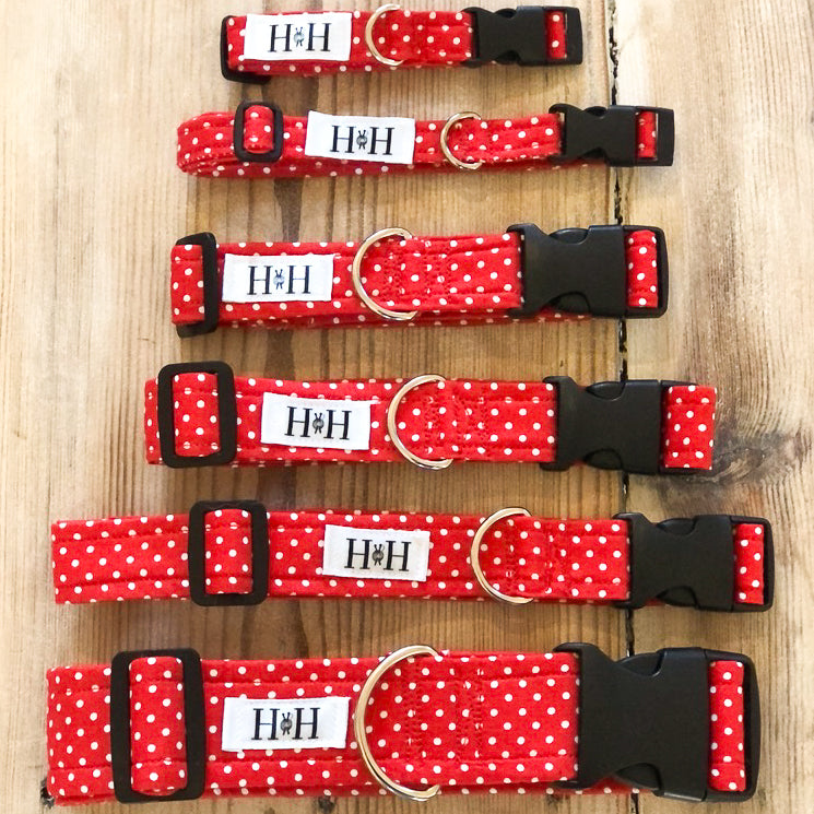 HETTY AND HUXLEY RED POLKA DOT COLLARS