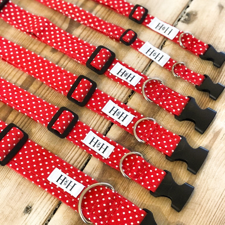 HETTY AND HUXLEY RED POLKA DOT COLLARS