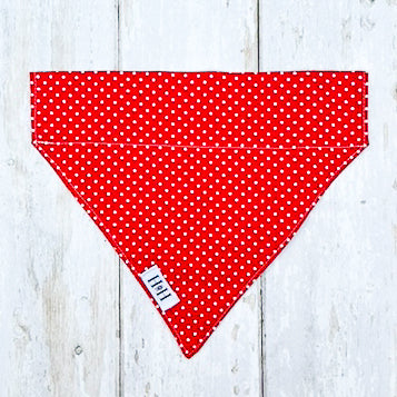 HETTY AND HUXLEY RED POLKA DOTS BANDANA LARGE