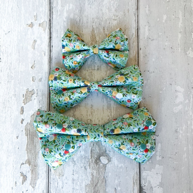 Teal Floral Pet Bow / Bow Tie