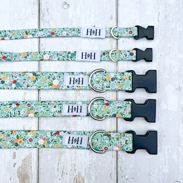 HETTY AND HUXLEY TEAL FLORAL PET COLLARS