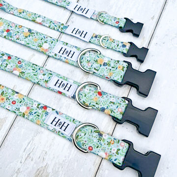 HETTY AND HUXLEY TEAL FLORAL PET COLLARS