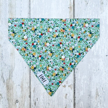 HETTY AND HUXLEY TEAL FLORAL BANDANA MEDIUM